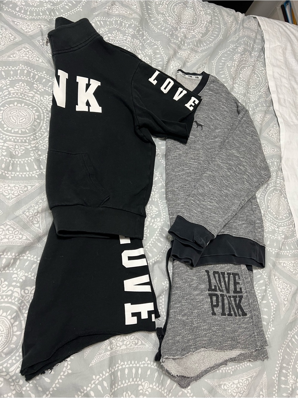 Victoria's Secret PINK Gray and Black Crewneck Sweatshirt